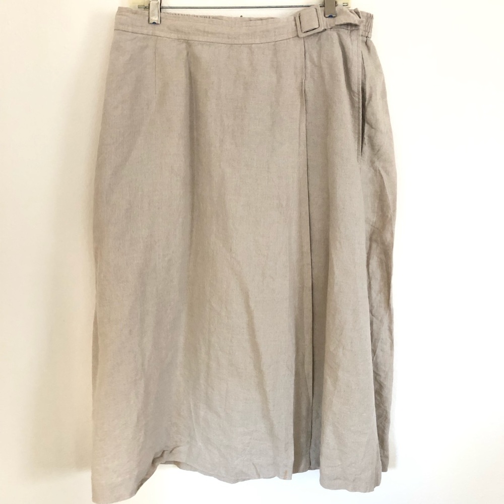 LIZ CLAIBORNE | Linen Faux Wrap Beige Skirt 16